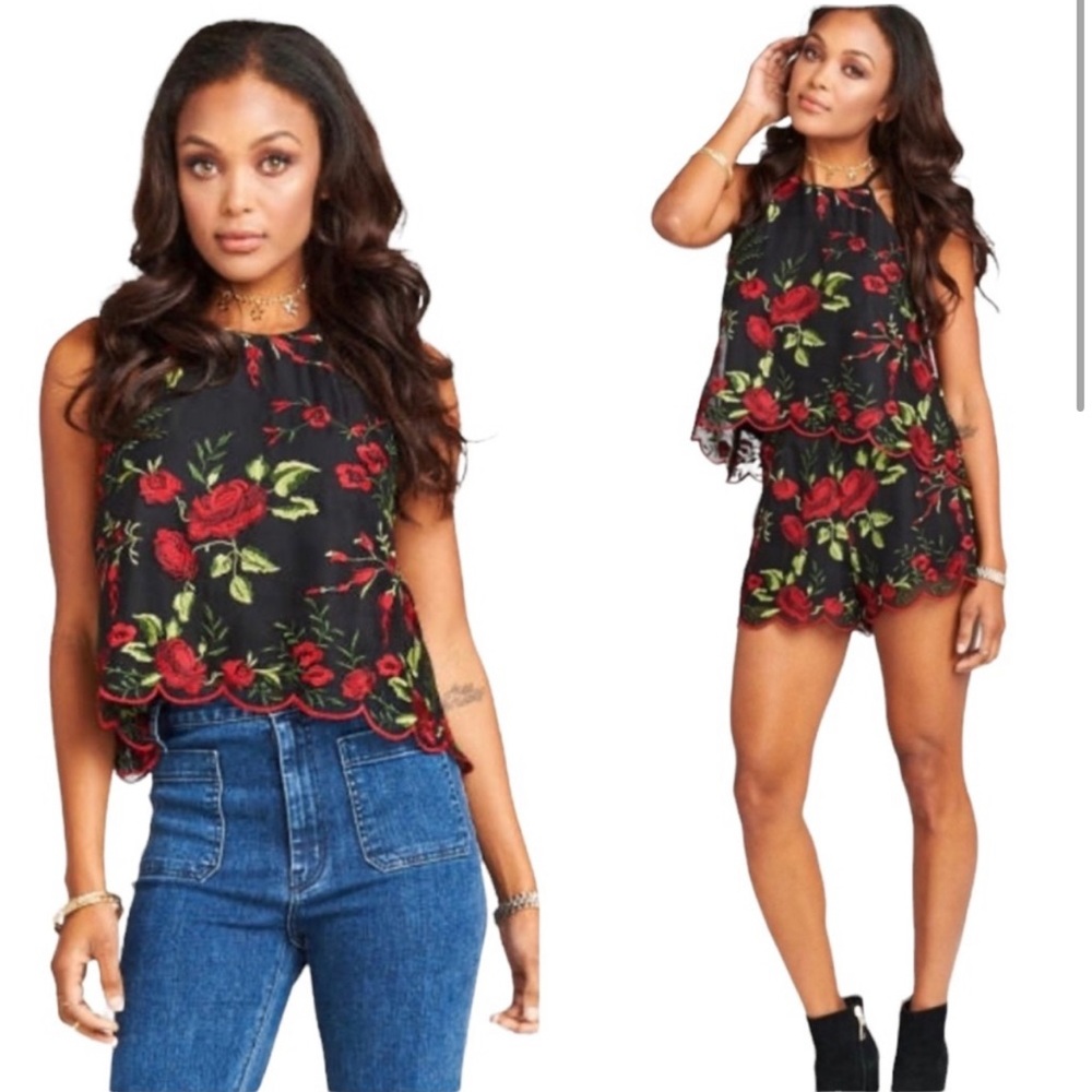 Show Me Your MuMu Black Risqué Tamara Embroidered Blouse